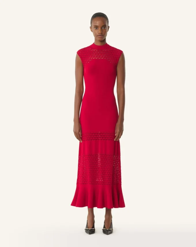 Vestido con detalles de encaje en viscosa