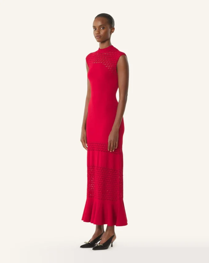 Vestido con detalles de encaje en viscosa