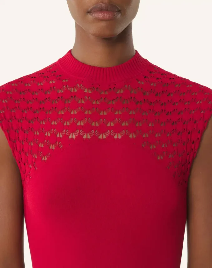 Vestido con detalles de encaje en viscosa