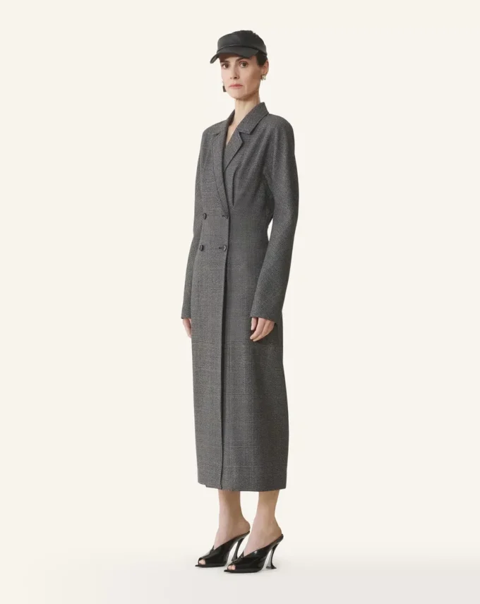 Vestido de lana Príncipe de Gales con doble botonadura Vestido de lana Príncipe de Gales con doble botonadura