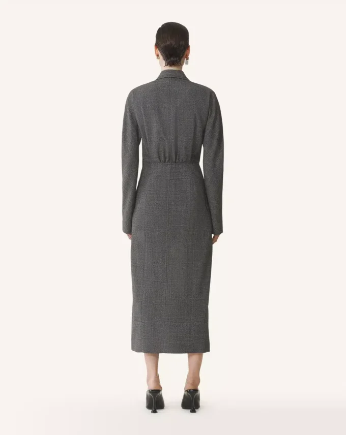 Vestido de lana Príncipe de Gales con doble botonadura Vestido de lana Príncipe de Gales con doble botonadura