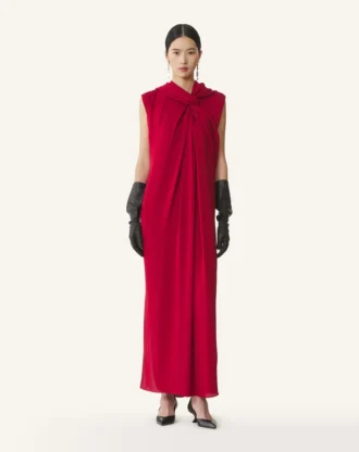 Vestido largo anudado en satén