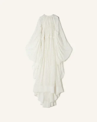 Vestido largo de seda plumetis