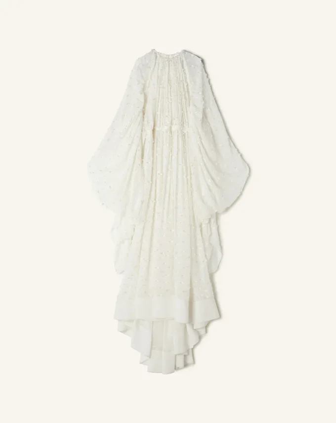 Vestido largo de seda plumetis Vestido largo de seda plumetis