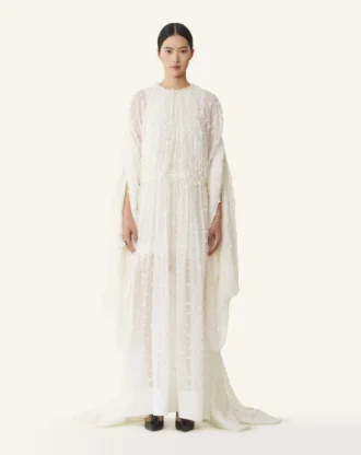 Vestido largo de seda plumetis