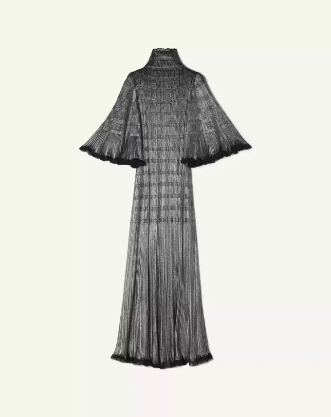 Vestido midi en viscosa metalizada Vestido midi en viscosa metalizada