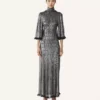 Vestido midi en viscosa metalizada Vestido midi en viscosa metalizada