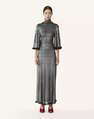 Vestido midi en viscosa metalizada