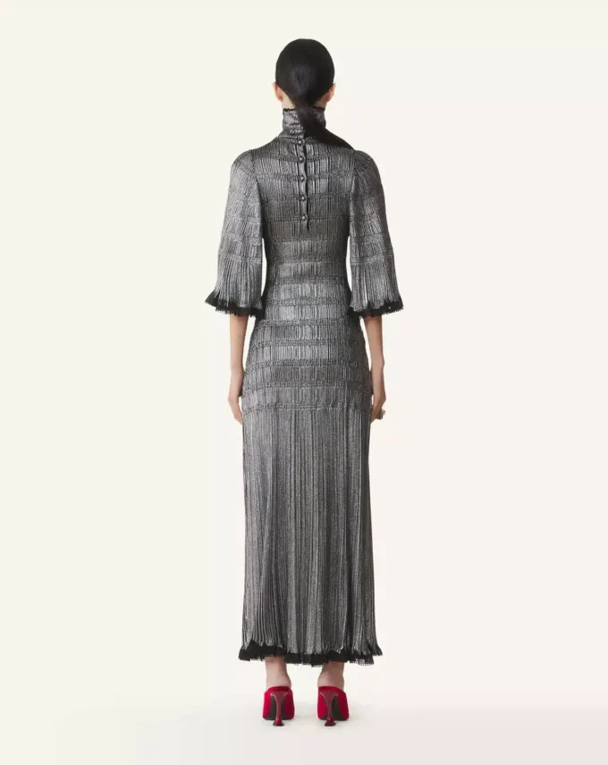 Vestido midi en viscosa metalizada Vestido midi en viscosa metalizada
