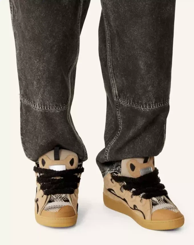 Zapatillas de ante con cordones de malla Zapatillas de ante con cordones de malla