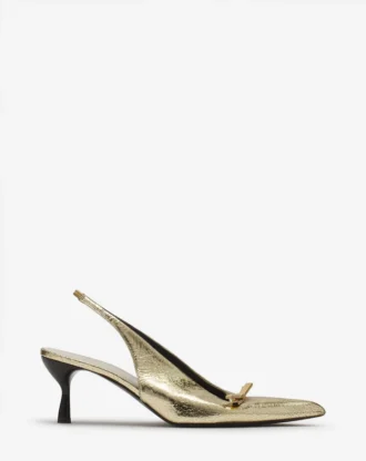 Zapatos de salón con lazo Lanvin en piel metalizada craquelada Zapatos de salón con lazo Lanvin en piel metalizada craquelada