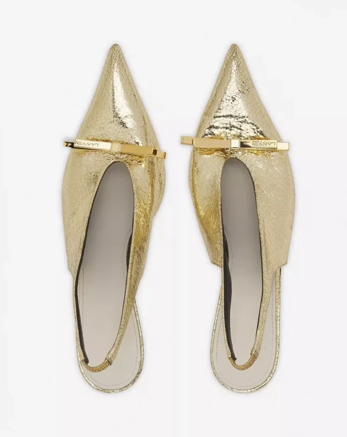 Zapatos de salón con lazo Lanvin en piel metalizada craquelada Zapatos de salón con lazo Lanvin en piel metalizada craquelada