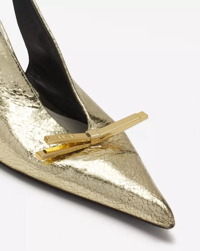 Zapatos de salón con lazo Lanvin en piel metalizada craquelada Zapatos de salón con lazo Lanvin en piel metalizada craquelada