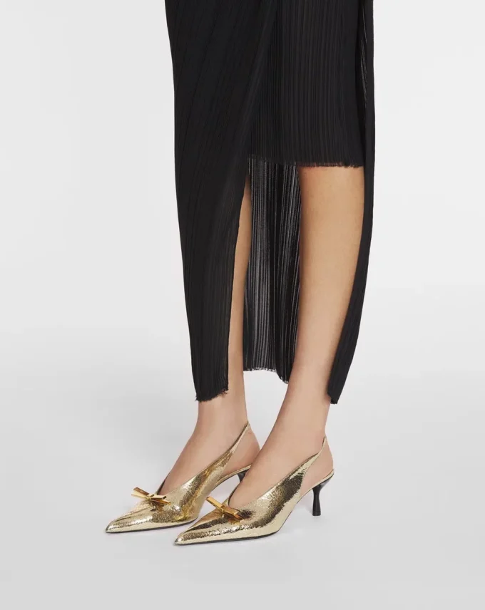 Zapatos de salón con lazo Lanvin en piel metalizada craquelada Zapatos de salón con lazo Lanvin en piel metalizada craquelada